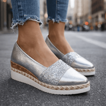 Serena | Keilsandalen mit Glitzersteinchen