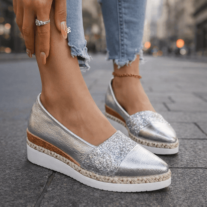 Serena | Keilsandalen mit Glitzersteinchen