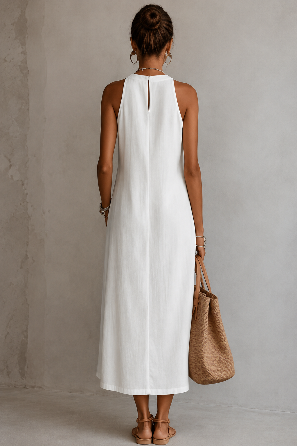 Leinenkleid mit Stehkragen