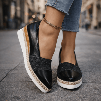 Serena | Keilsandalen mit Glitzersteinchen