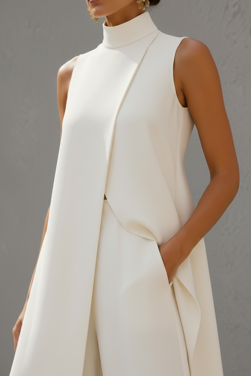 Pilar | Elegantes asymmetrisches Rollkragen-Set für Damen