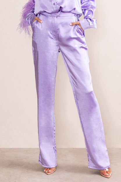 Evening Memories | Pantalones Anchos de Satén Lila