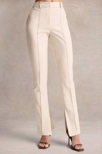 Wonder Woman | Pantalones Blancos de Talle Alto y Pierna Recta con Abertura