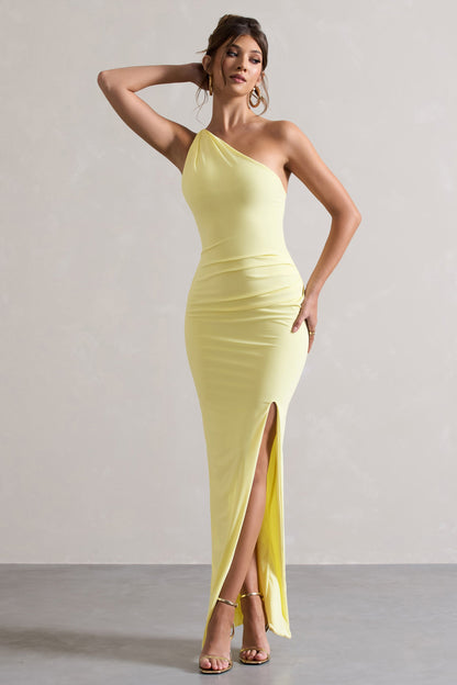 Dressing Up | Vestido Largo asimétrico en Color Limón con espalda descubierta