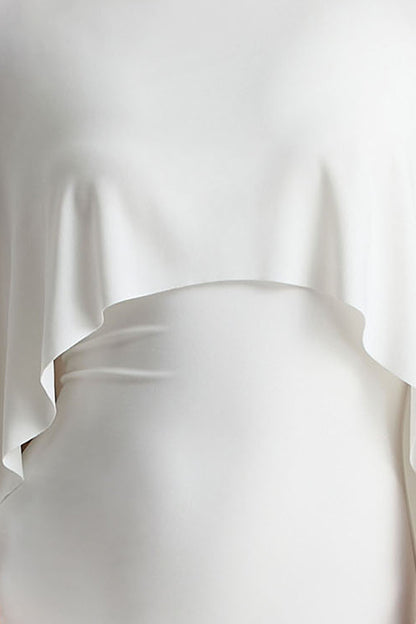 Padma | Vestido Largo Blanco con Mangas Tipo Capa