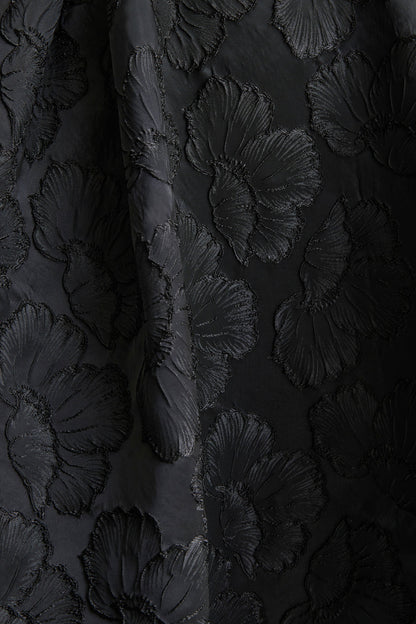 Zuma | Vestido midi negro de jacquard metálico sin tirantes