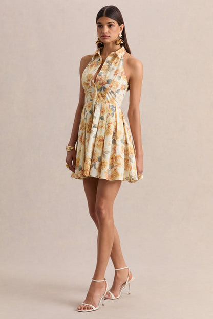 Paulie | Vestido Corto Skater De Popelina Con Estampado Rosa Limón