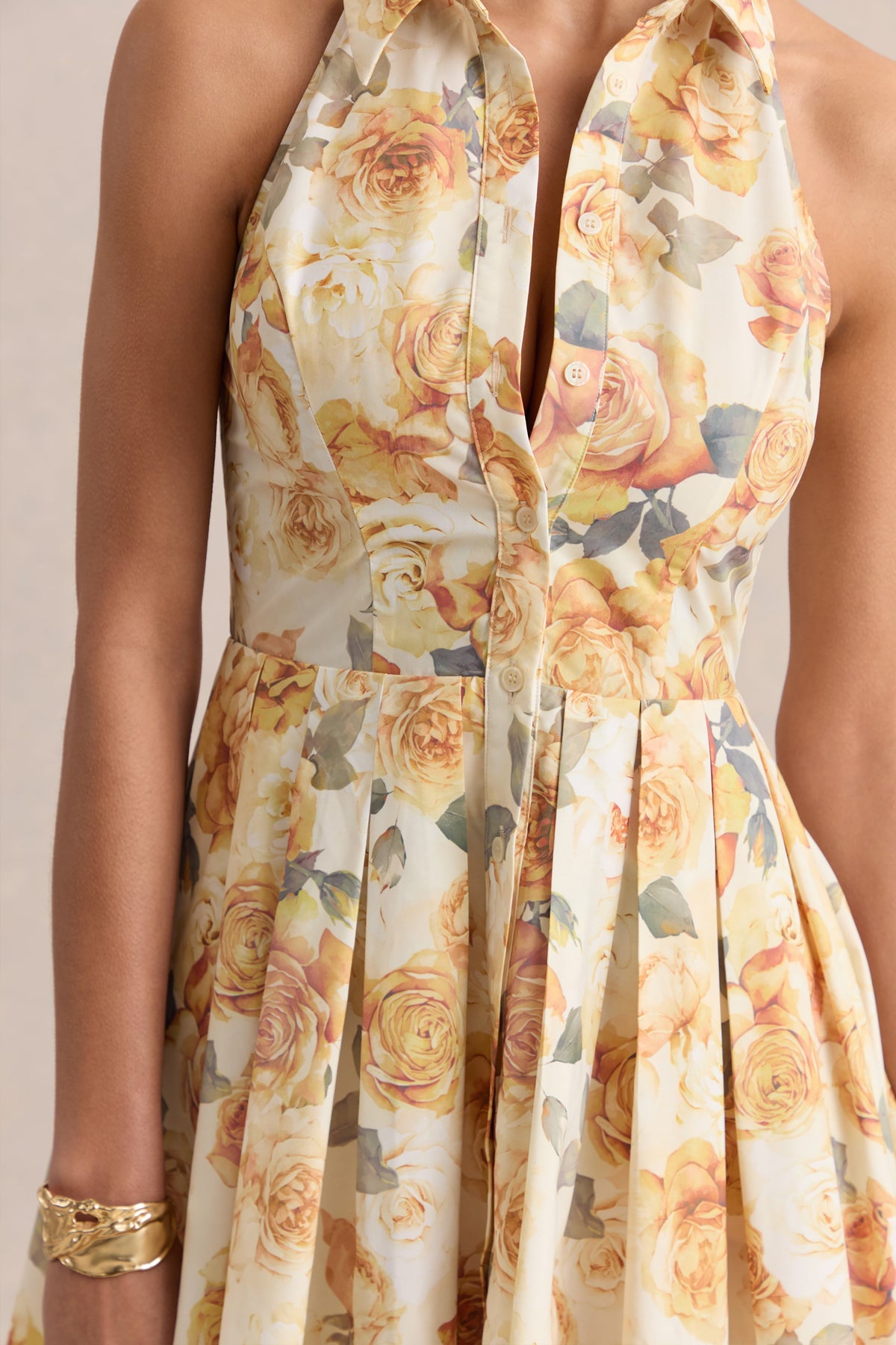 Paulie | Vestido Corto Skater De Popelina Con Estampado Rosa Limón