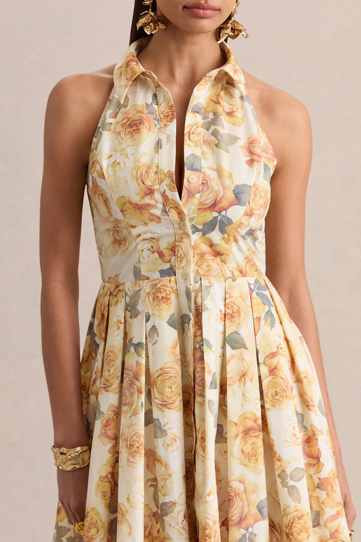 Paulie | Vestido Corto Skater De Popelina Con Estampado Rosa Limón