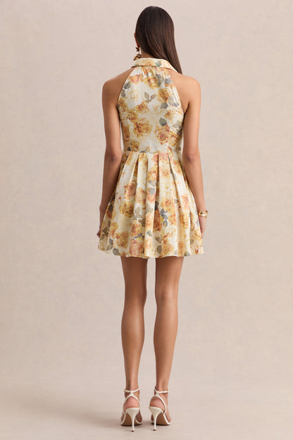 Paulie | Vestido Corto Skater De Popelina Con Estampado Rosa Limón