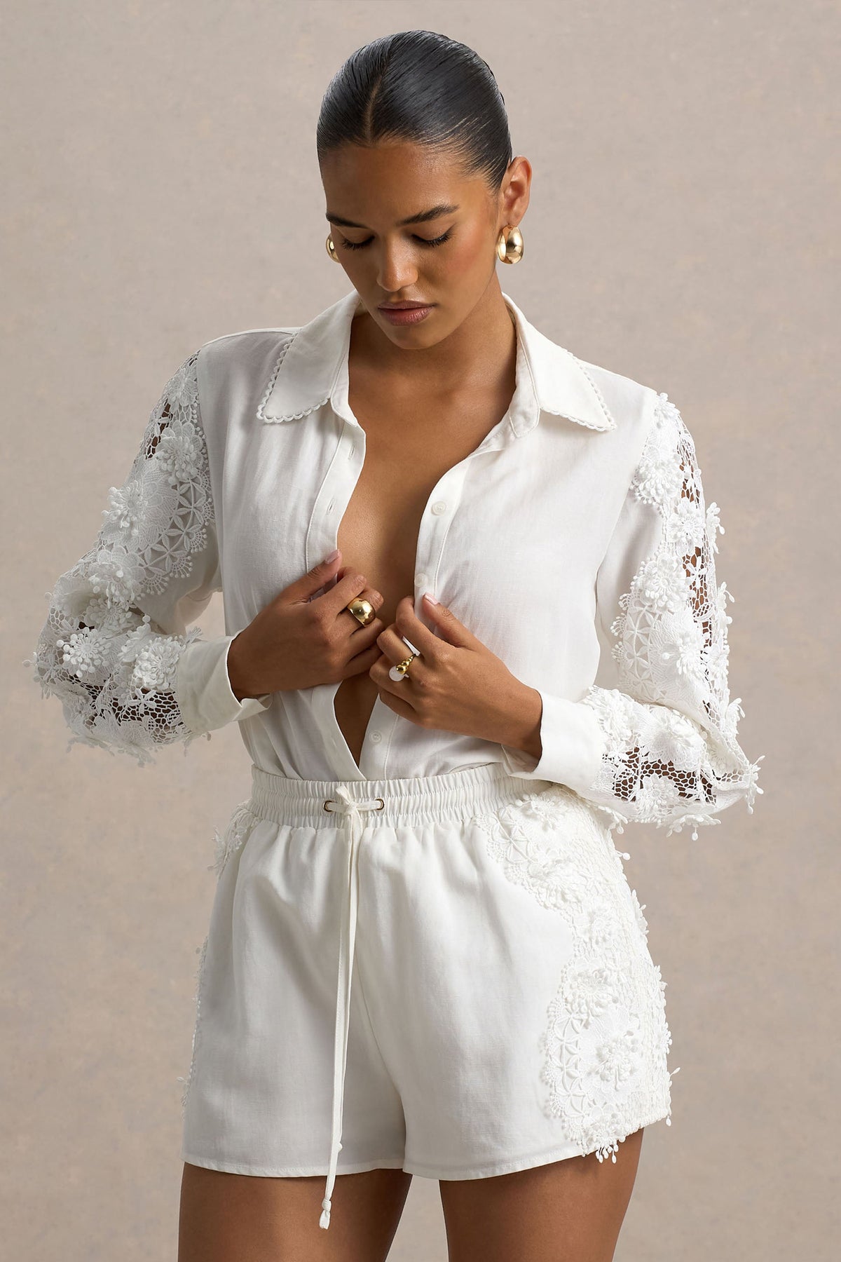 Coconut | Camisa con botones y detalles de encaje