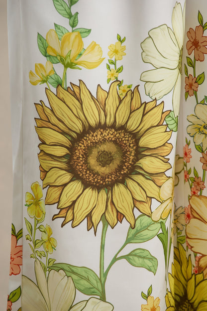 Louise | Pantalones satinados anchos con detalles florales