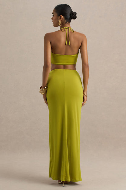 Coastline | Falda larga verde con detalles dorados