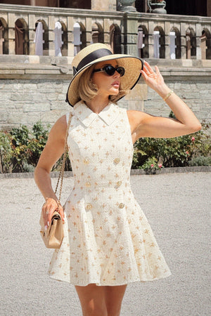 Little Star | Vestido corto sastre de boucle crema adornado