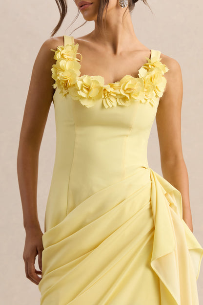 Letitia | Vestido Midi Limón de Escote Redondo Cruzado