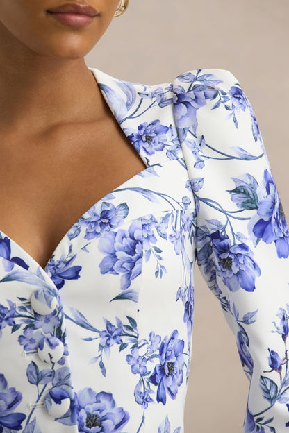 Olympia | Top con escote corazón y mangas largas de estampado floral