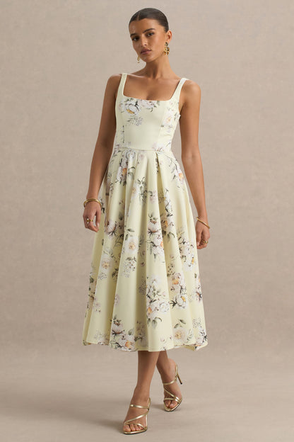 Lissa | Vestido midi con estampado floral y falda plisada