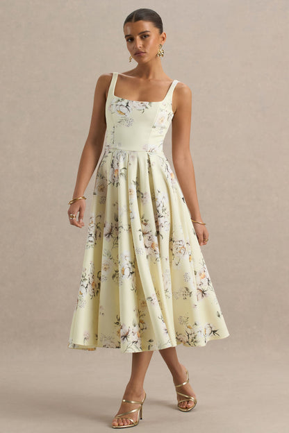 Lissa | Vestido midi con estampado floral y falda plisada