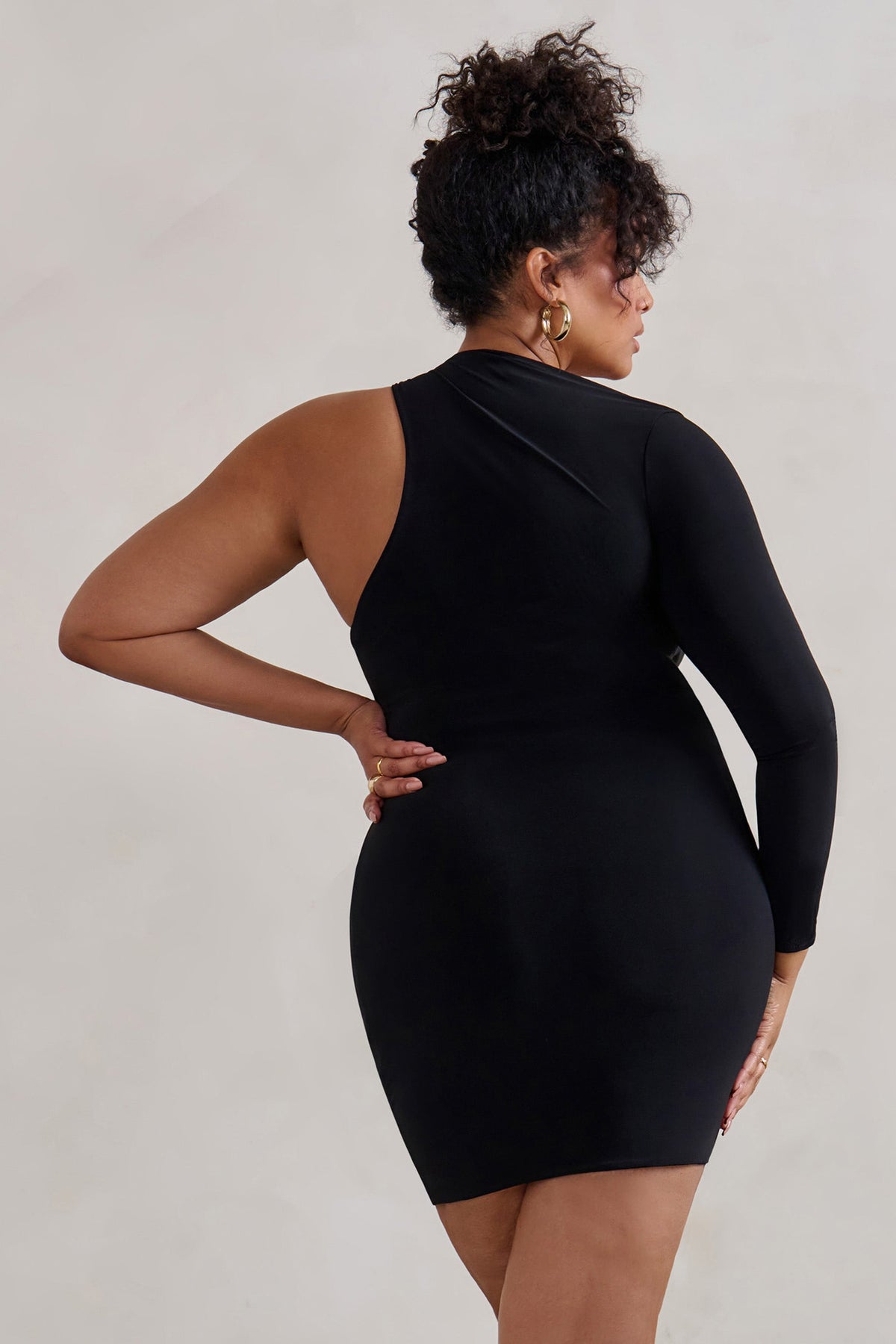 Siren |  Vestido corto Bodycon Asimétrico Negro