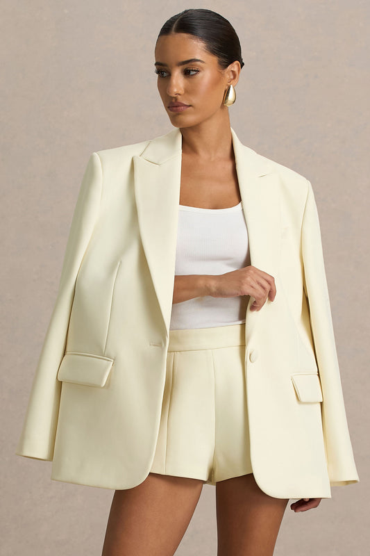 Katherine | Chaquetta Entallada con Escote V en Color Crema