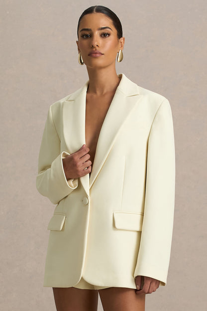 Katherine | Chaquetta Entallada con Escote V en Color Crema