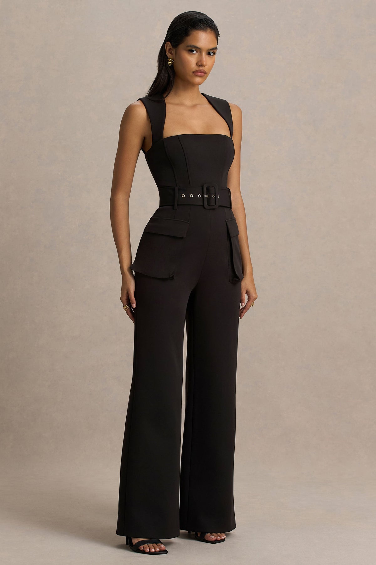 Solice | Mono Negro de Escote Cuadrado