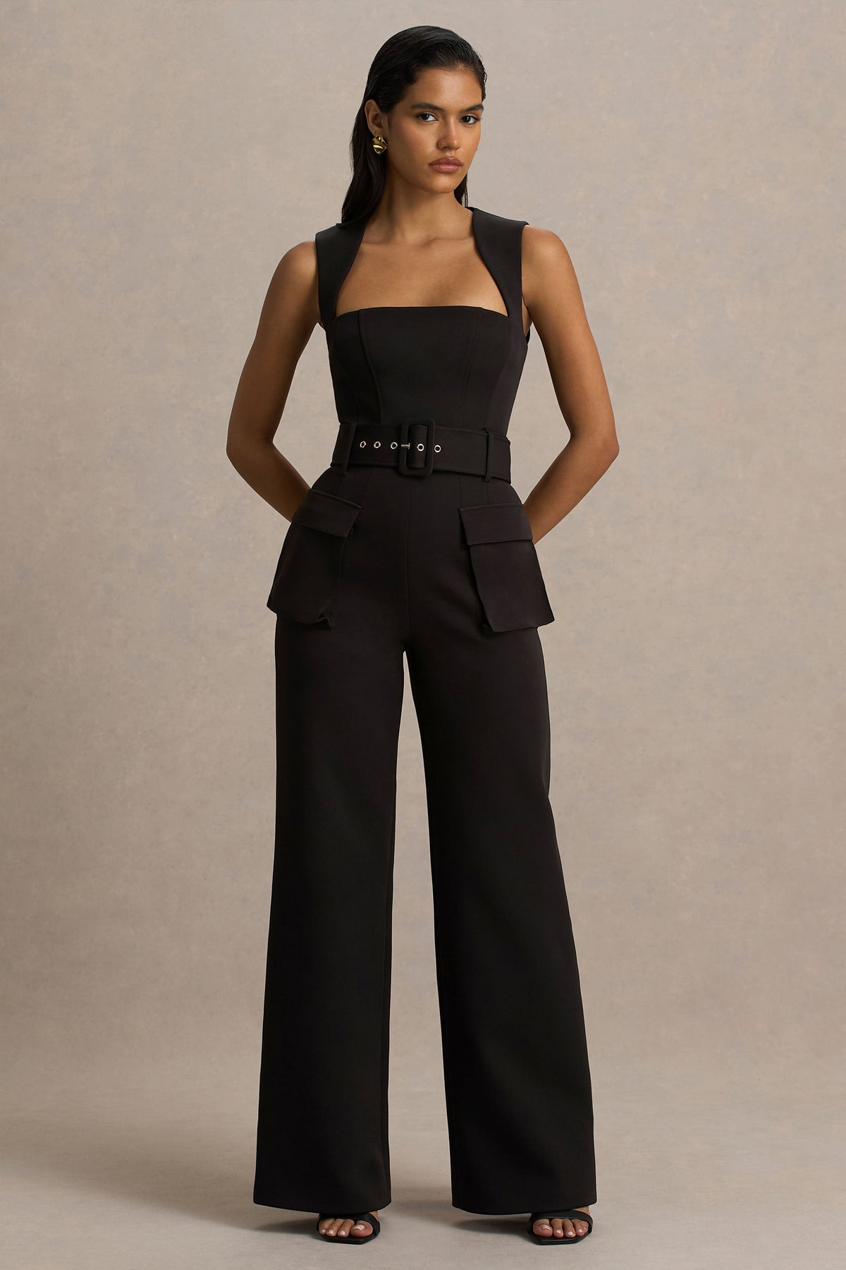 Solice | Mono Negro de Escote Cuadrado