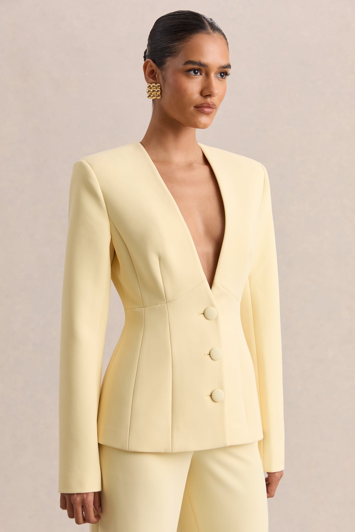 Rosalina | Limón Escote Pronunciado Extremo Blazer Sastre