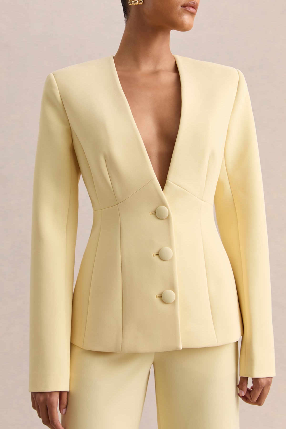 Rosalina | Limón Escote Pronunciado Extremo Blazer Sastre