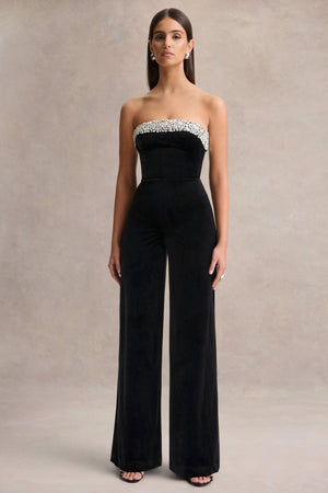 Emelie | Mono Bandeau de Terciopelo Negro Adornado