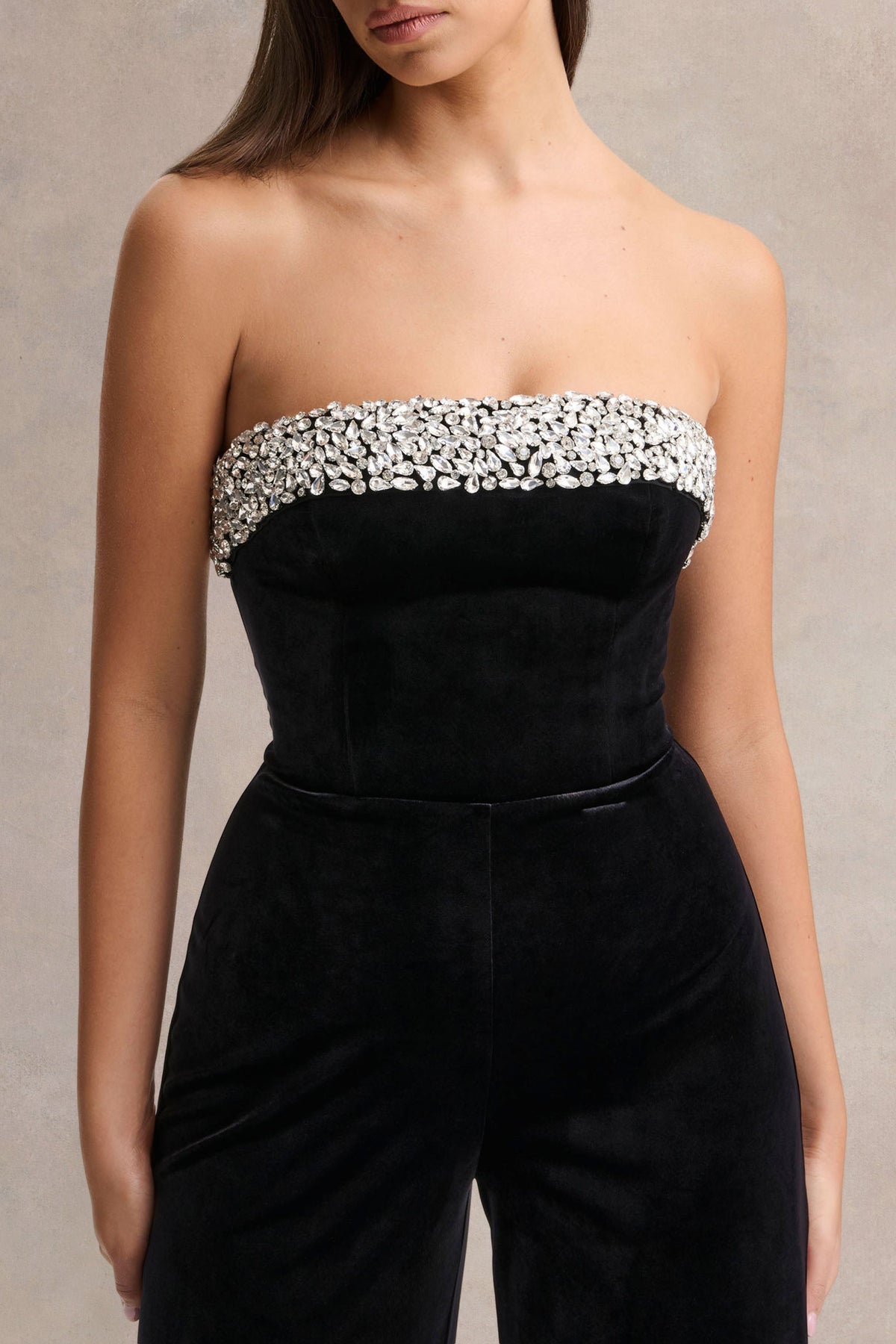 Emelie | Mono Bandeau de Terciopelo Negro Adornado