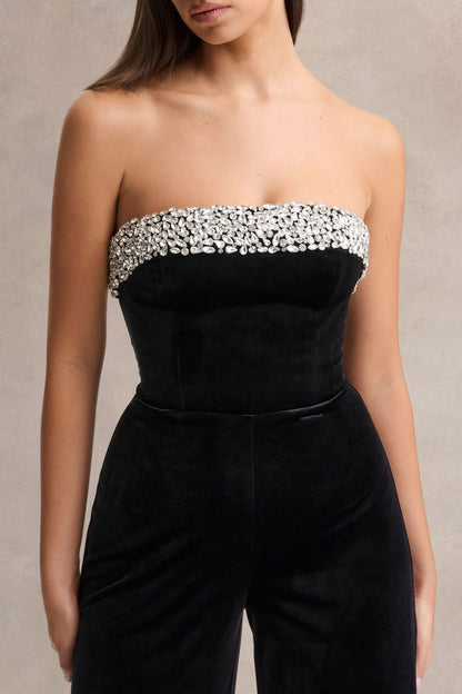 Emelie | Mono Bandeau de Terciopelo Negro Adornado