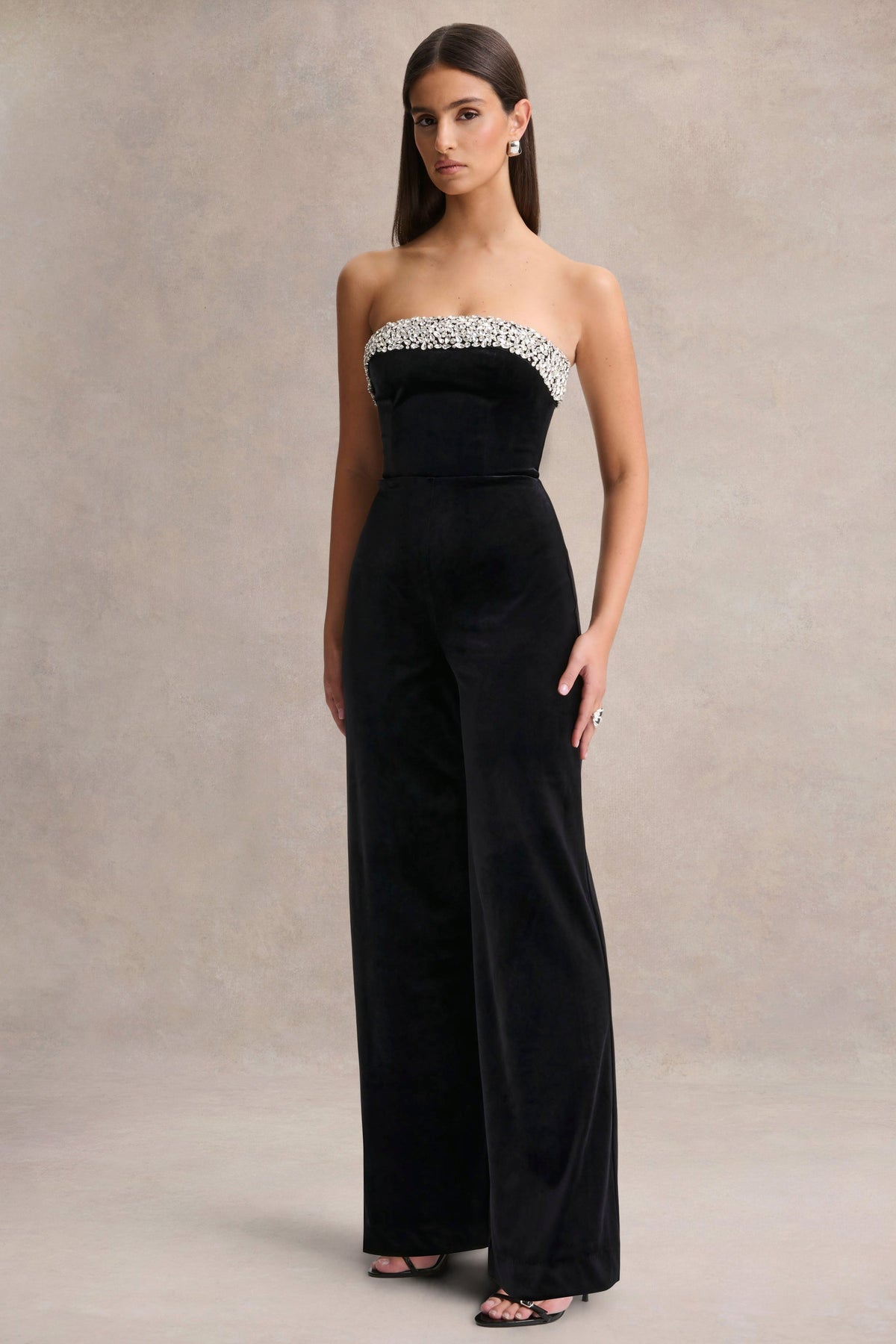 Emelie | Mono Bandeau de Terciopelo Negro Adornado