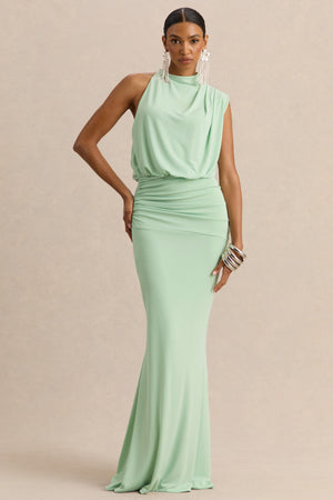 Umaira | Menta Cuello Alto Vestido Largo