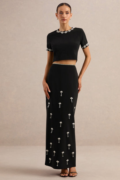 Salma | Top negro con detalles ornamentados