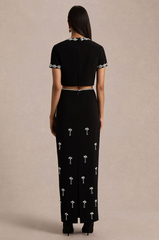 Aven | Falda Larga negra con detalles ornamentados