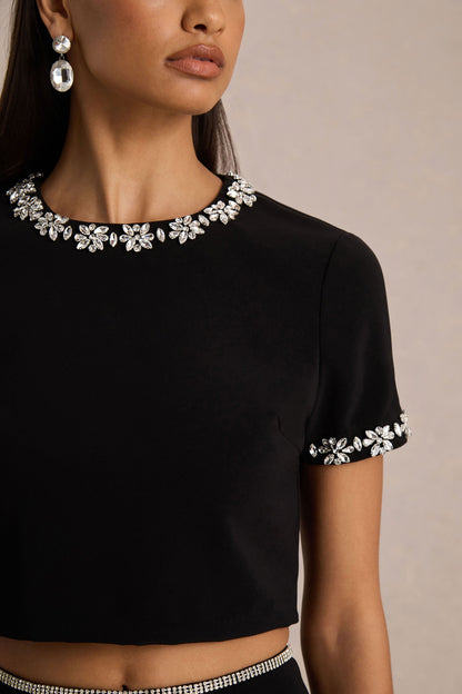 Aven | Falda Larga negra con detalles ornamentados