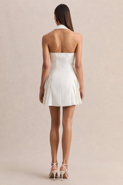 Valetta | Vestido Corto Entallado Blanco Con Escote En V