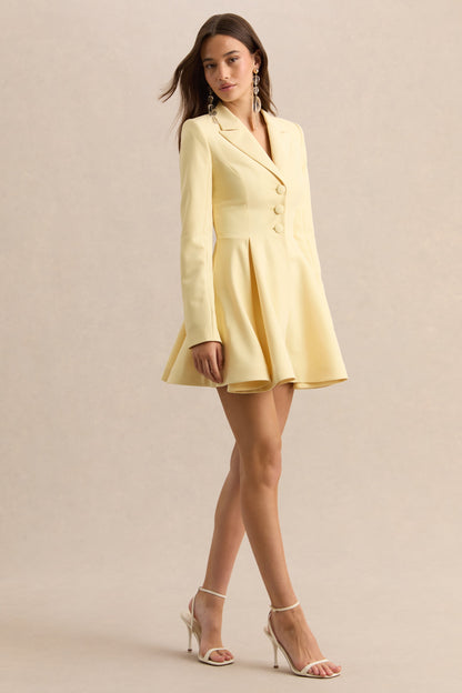 Etherea | Limón Escote Pronunciado Evasé Vestido Corto
