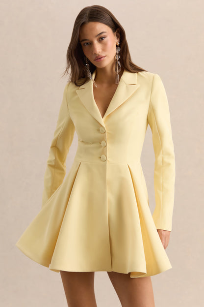 Etherea | Limón Escote Pronunciado Evasé Vestido Corto