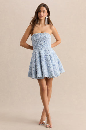 Zosia | Vestido corto azul de malla con escote Bandeau