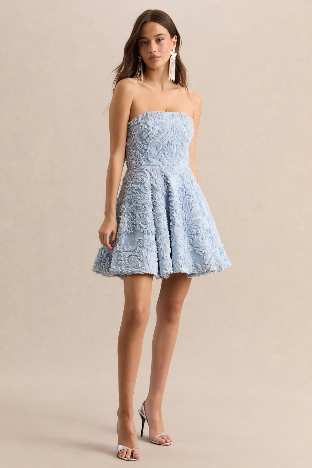 Zosia | Vestido corto azul de malla con escote Bandeau