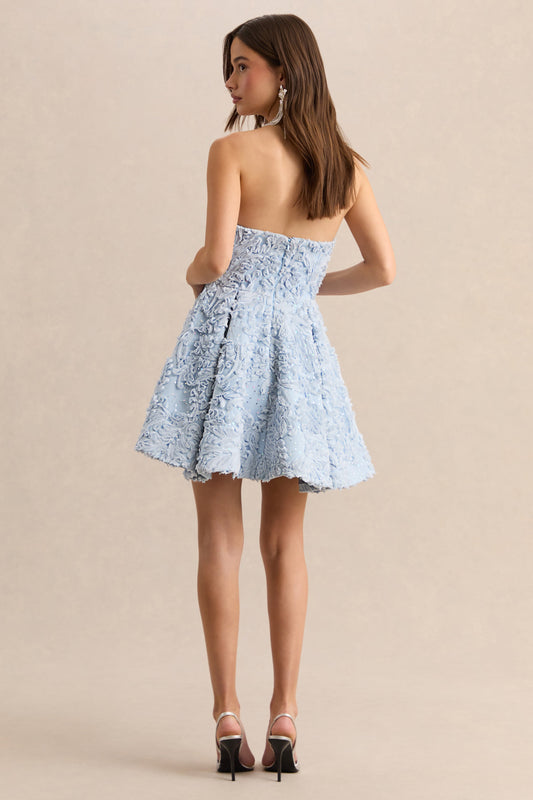 Zosia | Vestido corto azul de malla con escote Bandeau