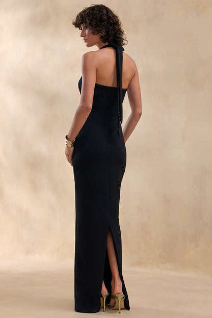 Robyn | Vestido Largo Negro con Escote Corazón