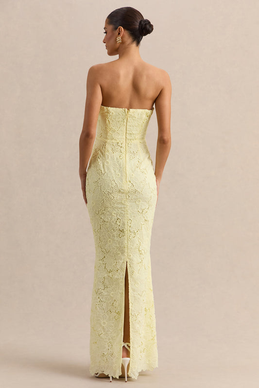 Suzie | Vestido Largo Limón de Encaje Bandeau