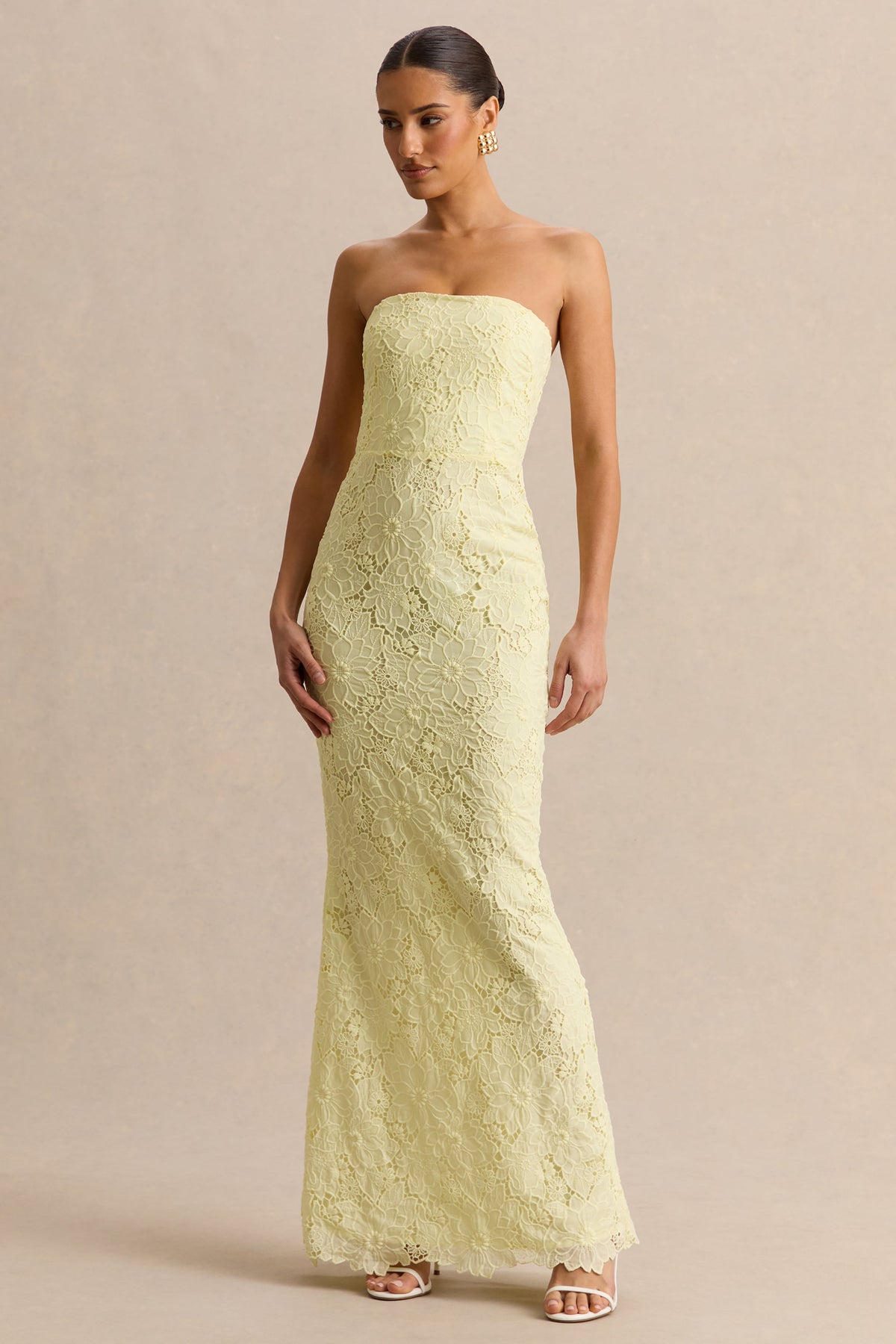Suzie | Vestido Largo Limón de Encaje Bandeau