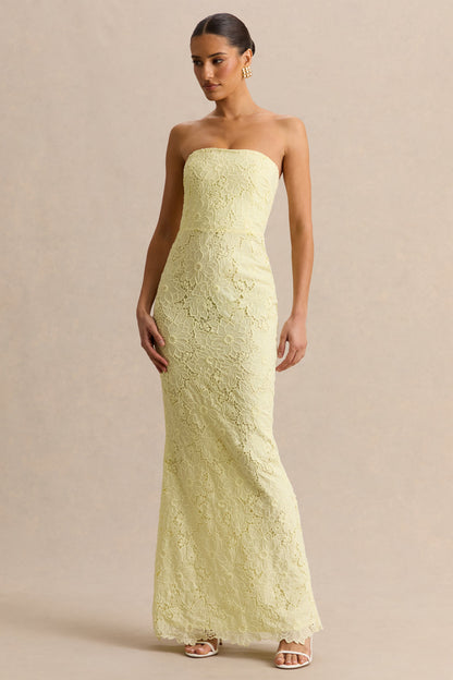 Suzie | Vestido Largo Limón de Encaje Bandeau
