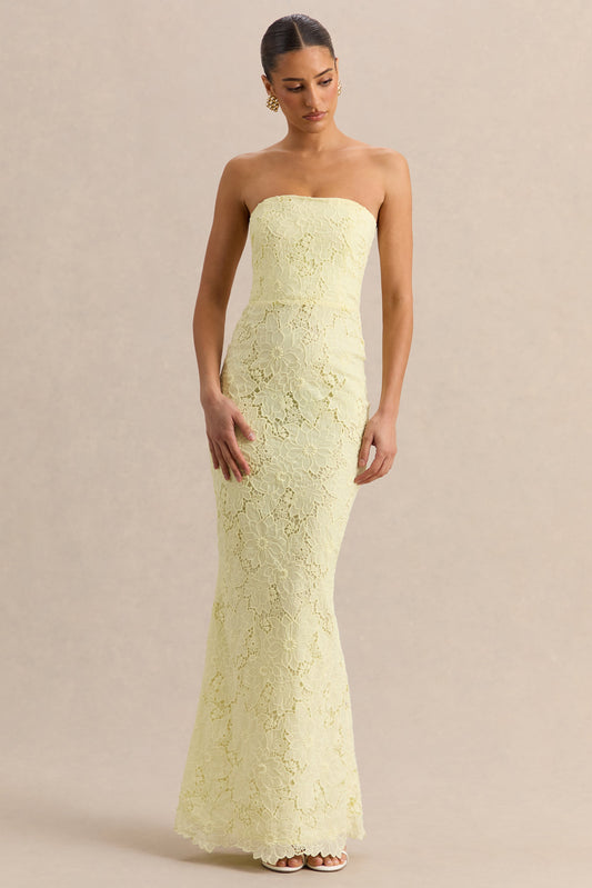 Suzie | Vestido Largo Limón de Encaje Bandeau