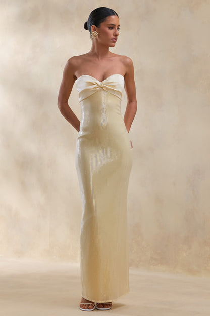 Stephanie | Vestido Largo Limón Bandeau con Pañuelo