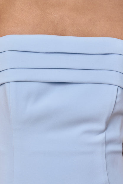 Nerissa | Vestido Largo Azul Claro Tipo Bandeau con fular